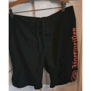 Jägermeister Swim Shorts Mens Large Orange Black Board Trunks Logo Pockets